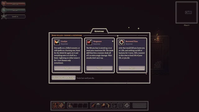Picking a keystone after a boss